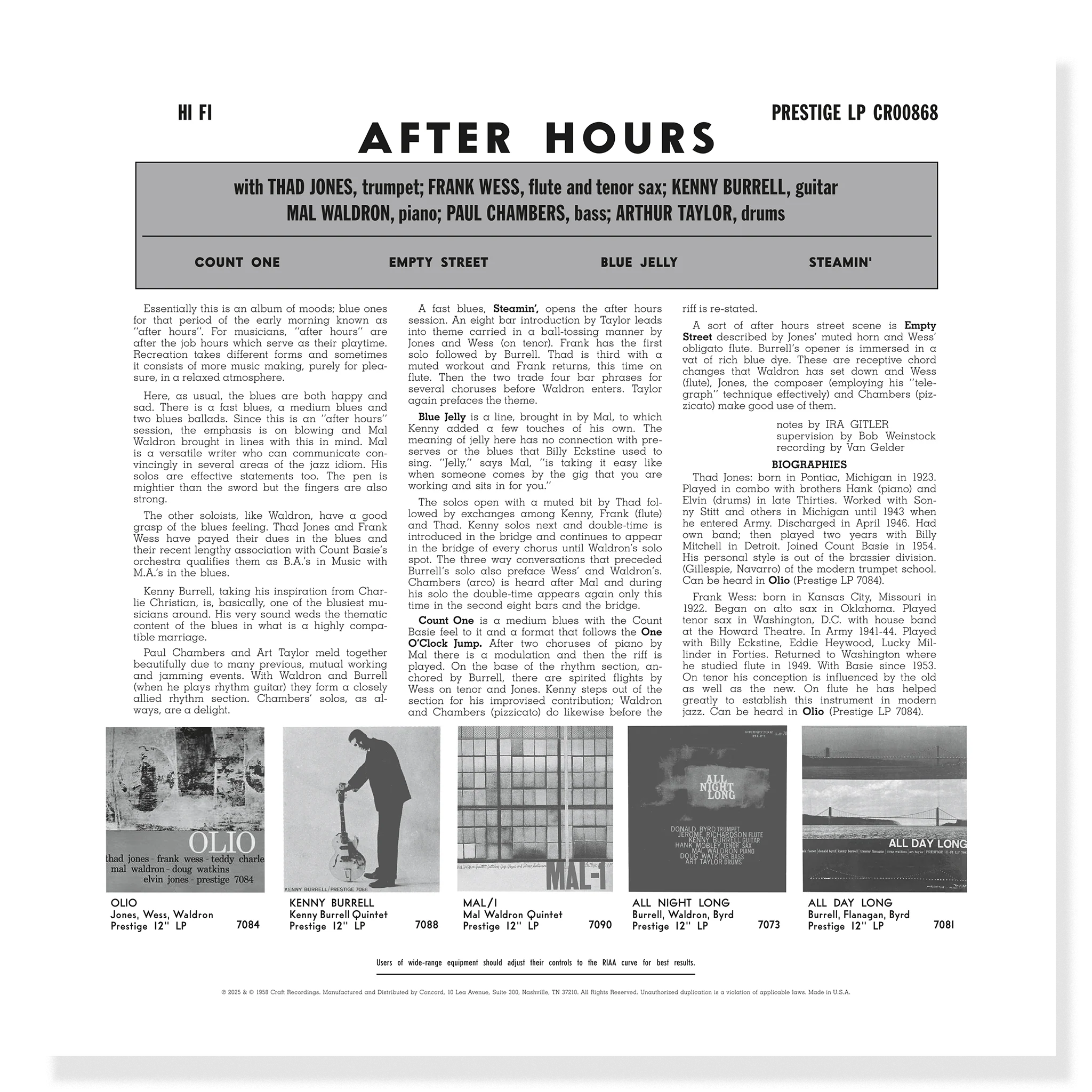Prestige All Stars - After Hours (Original Jazz Classics Series) - Image 4